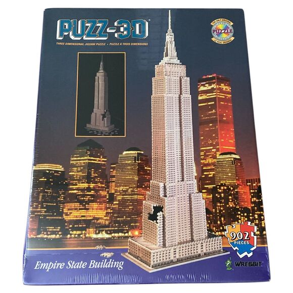 Wrebbit Puzz-3D Empire State Bldg Sealed 1995 902 Pcs MB Puzzle - Picture 2 of 4